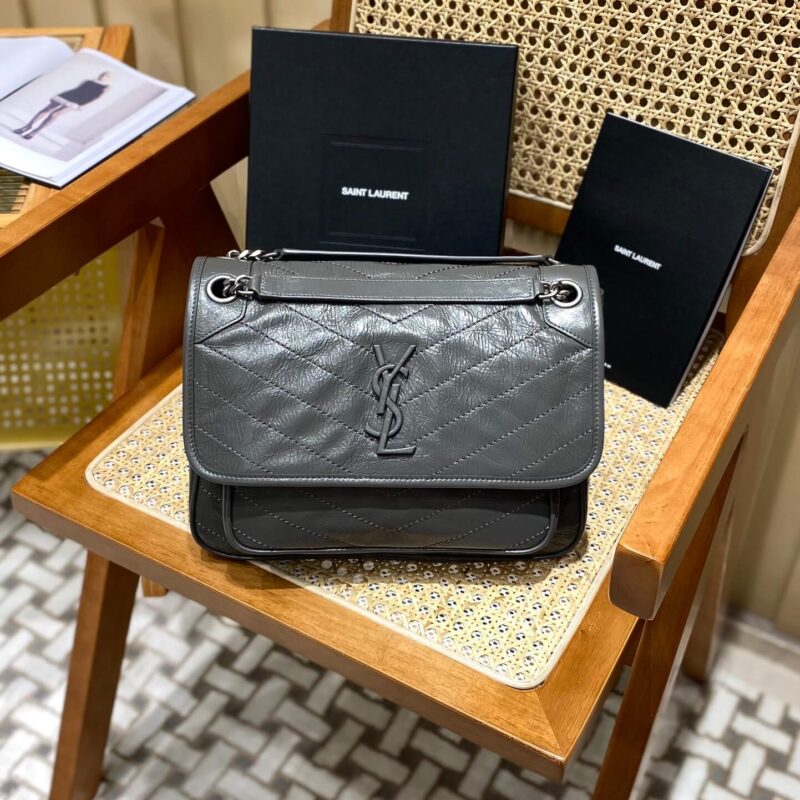 YSL Niki 28CM 邮差包 633158深灰色