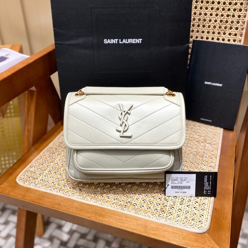 Saint laurent Ysl 𝑵𝒊𝒌𝒊 𝑳𝒂𝒎𝒃 22CM 小羊皮邮差包 533037/奶白色
