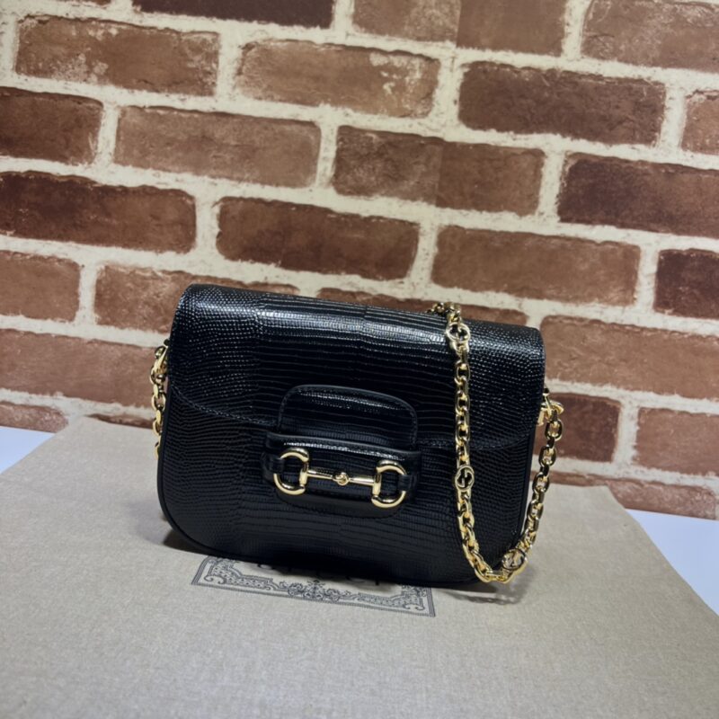 GUCCI古驰马衔扣1955系列蜥蜴皮迷你手袋675801