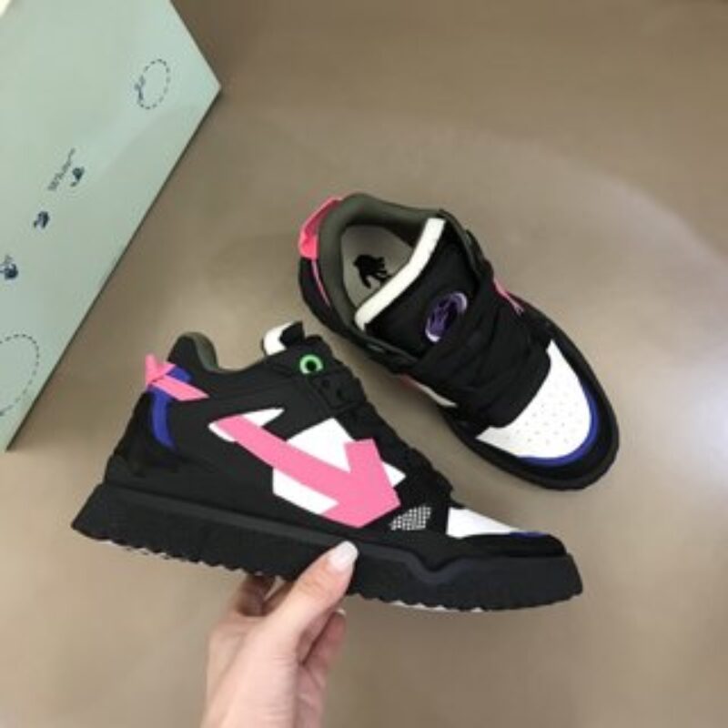 OFF-WHITE 防水布料双拼牛皮高端男士休闲运动鞋