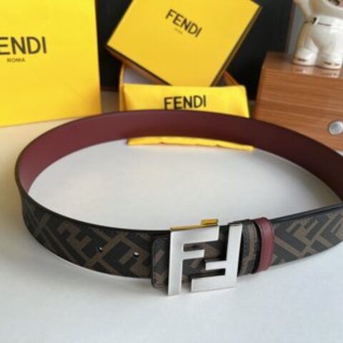FENDI芬迪 双层负离子金属扣印花面料牛皮底内衬4.0cm宽度