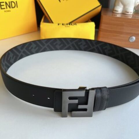 FENDI芬迪 双层负离子金属扣印花面料牛皮底内衬4.0cm宽度