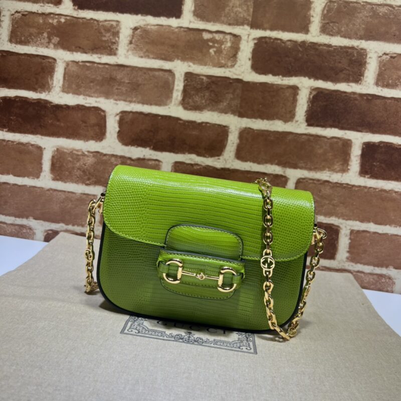 GUCCI古驰马衔扣1955系列蜥蜴皮迷你手袋675801