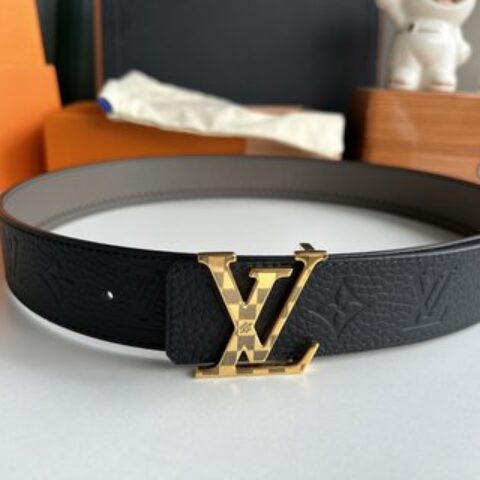LV/路易威登 Monogram图案 lnitiales Color. Blocks双面腰带40mm