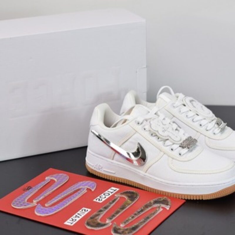 Travis Scott x Nike Air Force 1 AF 100 耐克空军一号 全白3M反光魔术贴休闲运动板鞋 AQ4211-101