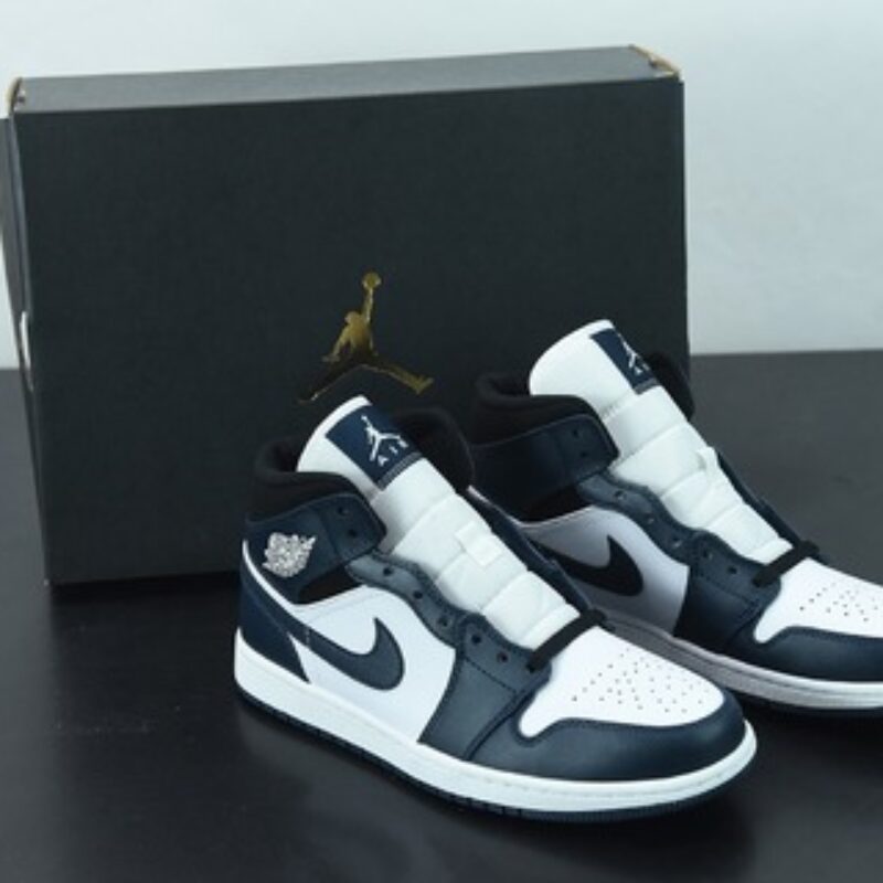 NK Air Jordan 1 Mid " Dark Team " AJ1乔1中帮文化篮球鞋 新黑曜石 货号：554724-411