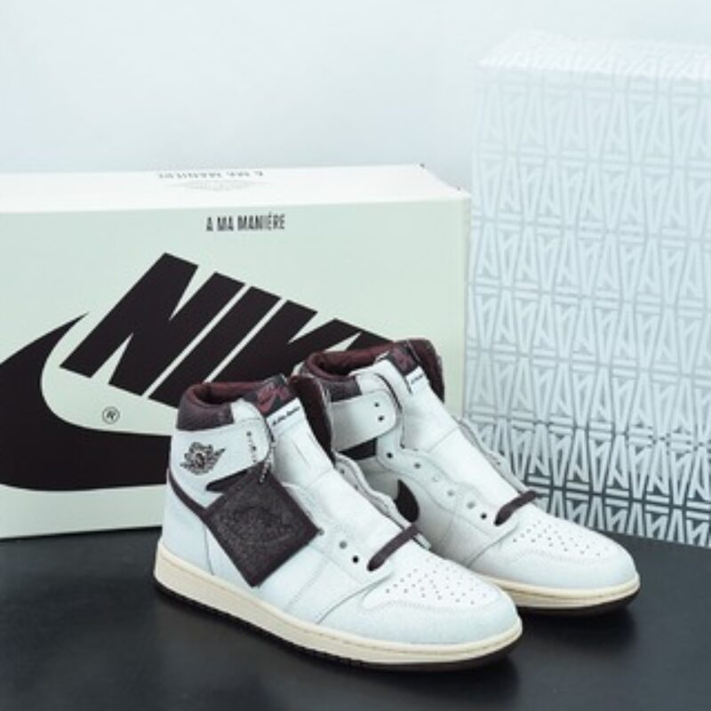 A Ma Maniére x Air Jordan 1 AJ1乔1 灰棕蛇纹 爆裂纹 联名高帮男子货号;DO7097-100