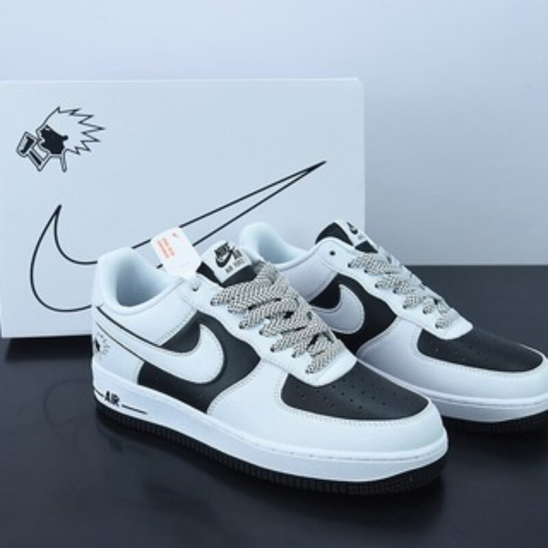 Nike Air Force 1 07 Low"喜茶HEYTEA"空军一号低皮革白黑炸毛喜茶低帮运动跑鞋货号：K08969-756