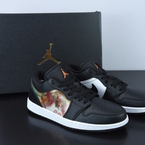 Air Jordan aj1 AJ1 乔丹1代 乔1低帮系列Air Jordan 1 Low 全息投影 黑白炫彩 货号:DR9497-001