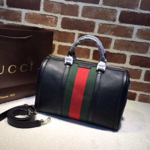 GUCCI古驰红绿条纹黑色枕头包247205