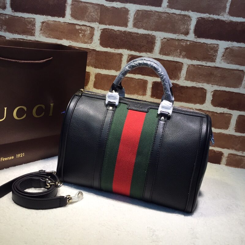 GUCCI古驰红绿条纹黑色枕头包247205
