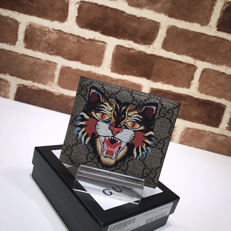 GUCCI古驰猫头印花男士短夹451268