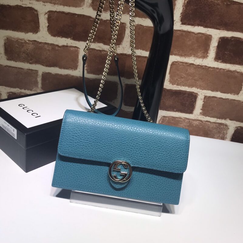 GUCCI古驰女士荔枝纹双G扣单肩斜挎包510314
