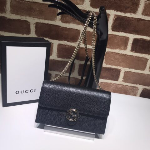 GUCCI古驰女士荔枝纹双G扣单肩斜挎包510314