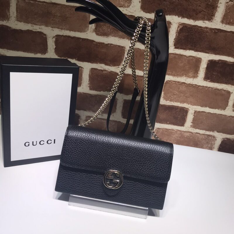 GUCCI古驰女士荔枝纹双G扣单肩斜挎包510314