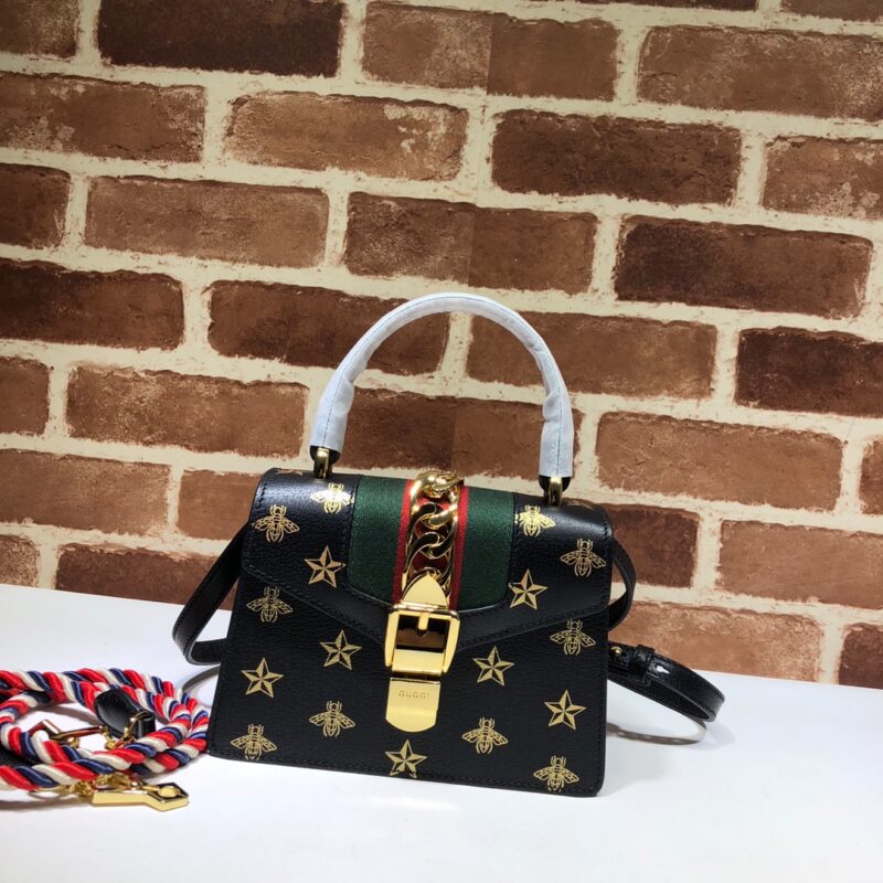Gucci古驰Sylvie系列蜜蜂星星皮革迷你手袋470270