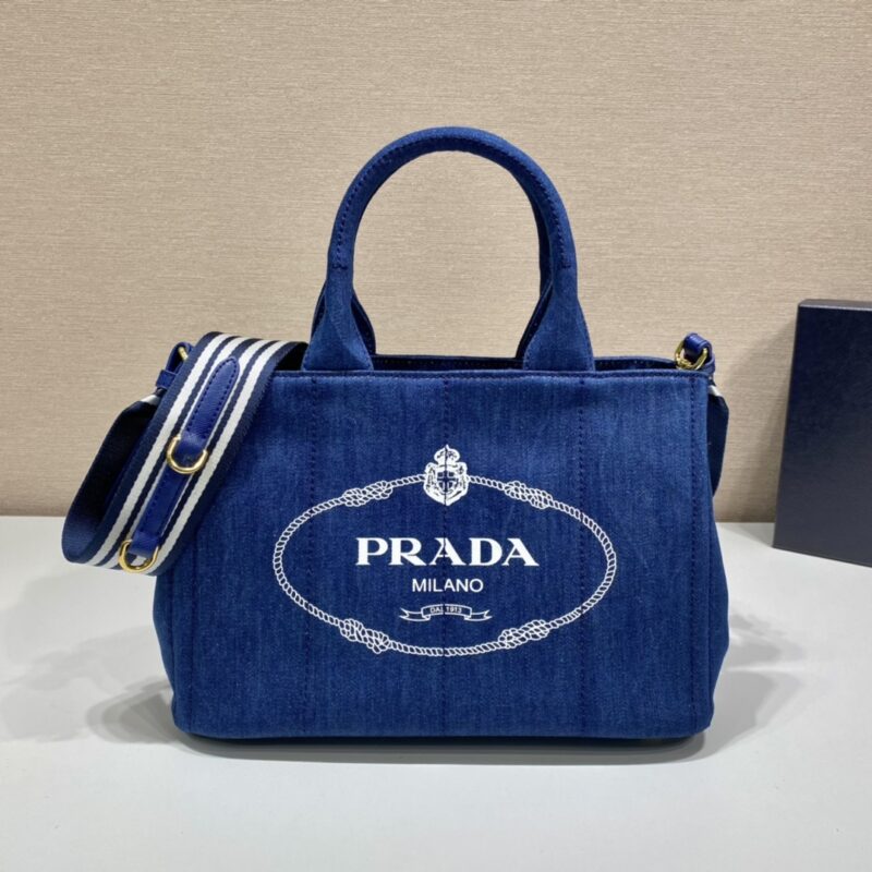 PRADA普拉达丝质印花徽标复古风格园丁手袋1BG439