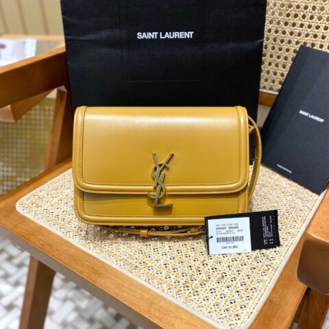 YSL Solferino BOX 23CM BAG 634305牙签纹牛皮黄色/金扣