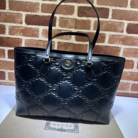 GUCCI古驰GG绗缝皮革中号托特包631685