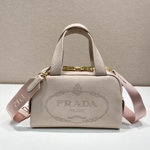 PRADA普拉达进口小牛皮雕花logo手提/斜跨包1BH078