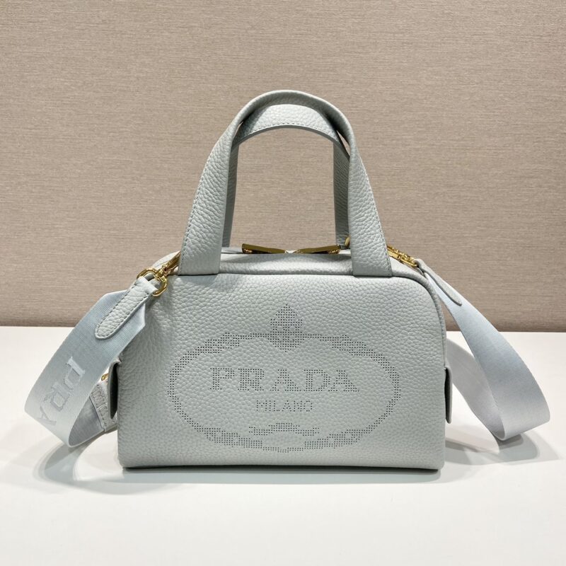 PRADA普拉达进口小牛皮雕花logo手提/斜跨包1BH078