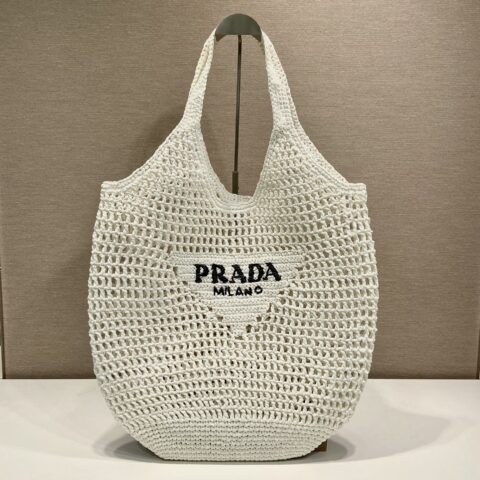 PRADA普拉达酒椰纤维托特包1BG424