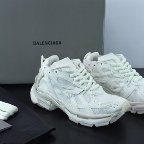 BALENCIAGA Runner Sneaker"White/Orange/Black"慢跑系列低帮复古野跑潮流姥爹
