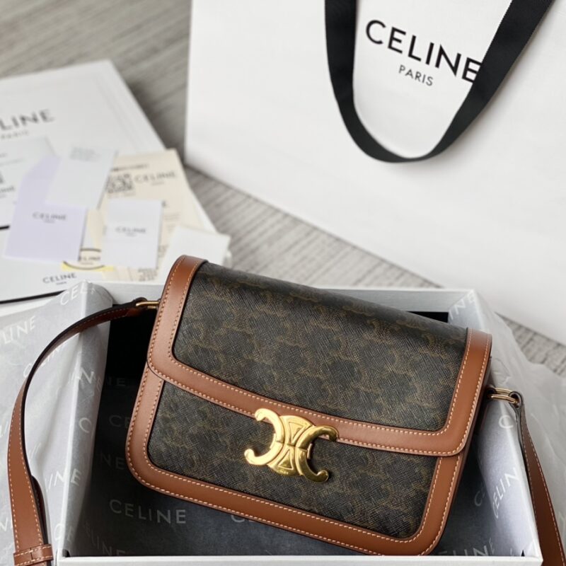 CELINE赛琳凯旋门帆布和小牛皮手袋191242