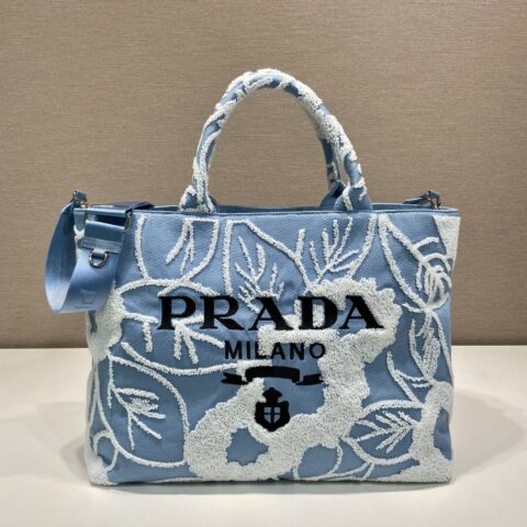 PRADA普拉达刺绣花卉托特包1BG399