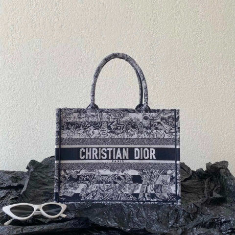 DIOR 中号BOOK TOTE 36CM M1296海军蓝老虎纹