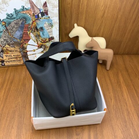 Hermès Picotin lock 菜篮子 22cm Clemence tc 89黑色 金扣