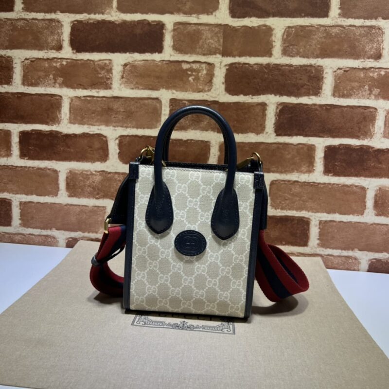 GUCCI古驰米胶/蓝猪纹迷你托特包699406