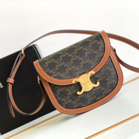 CELINE赛琳新品TEEN BESACE TRIOMPHE标志印花牛皮革手袋110413