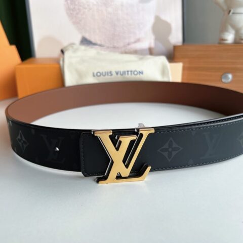LV/路易威登 黑花双面PYRAMIDE 小牛皮腰带