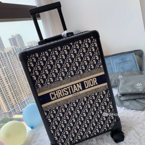 Dior 迪奥oblique 复古印花图案配铝框行李箱/拉杆箱90047