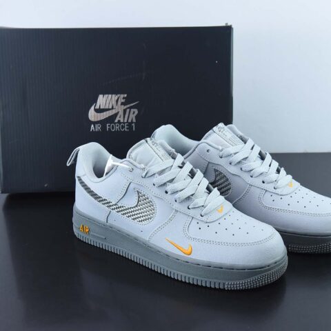 Nike Air Force 1 Low 黑灰 黄小勾 空军一号低帮运动休闲板鞋 货号:DR0155-001