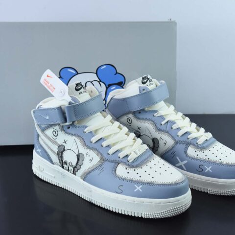 Nike Air Force 1 AF1 空军一号/中帮 白灰 KAWS联名款 涂鸦 芝麻街公仔低帮休闲板鞋 货号:CW2308-211
