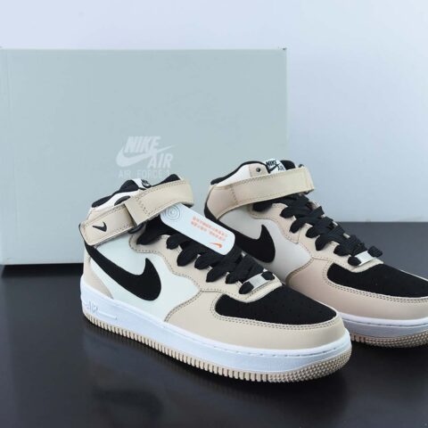 Nike Air Force 1 Mid '07 “米黄黑”奶茶配色中帮空军一号 货号:HD2523-156