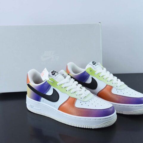 NK Air Force 1 '07 Low"White/Black-Bright Maroon"空军一号经典百搭休闲运动板鞋“皮革白黑渐变扎染”货号:FD0801-100
