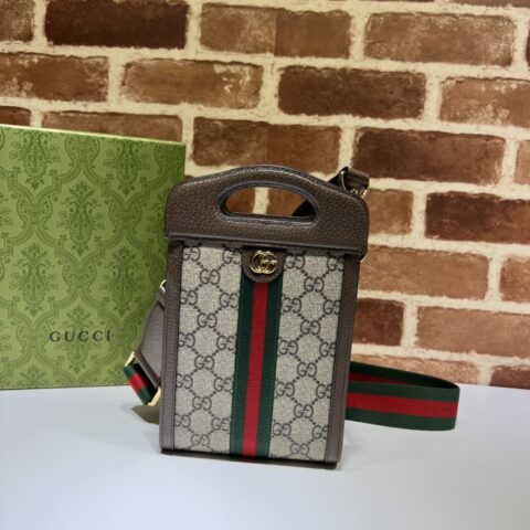 GUCCI古驰啡胶/红绿带小斜挎包699770