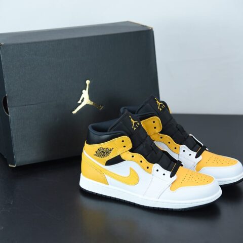 Air Jordan 1 Mid AJ1 乔1白黄 中邦篮球鞋 货号:554724-170