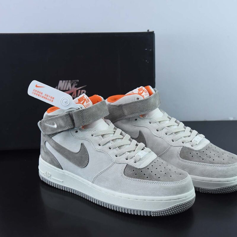 Nike Air Force 1 'Mid 07 灰橙麂皮 空军一号中帮休闲板鞋 进口麂皮货号:CQ5059-105