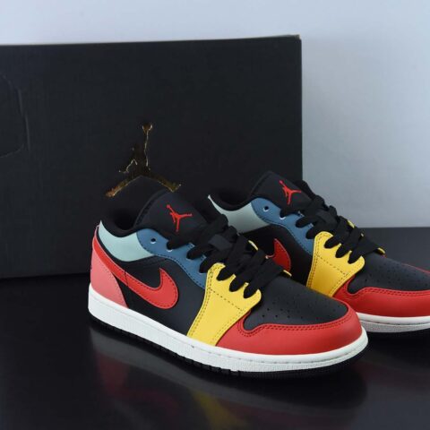 NIKE AIR JORDAN 1 LOW 耐克冬季新款 拼色 黑黄红低帮休闲板鞋 货号:DN3739-060