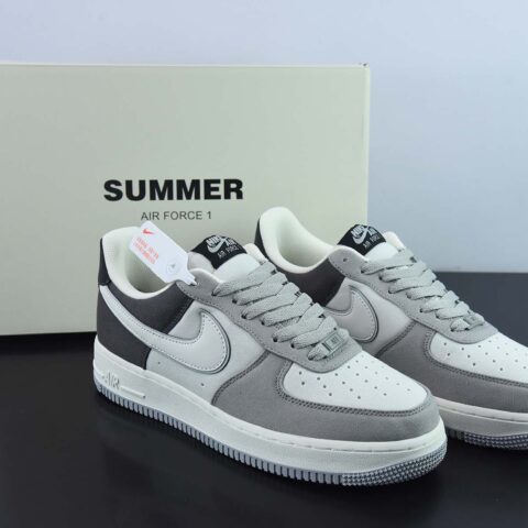 NIke Air Force 1 '07 浅灰黑布面空军一号低帮休闲板鞋 货号:DG2296-023