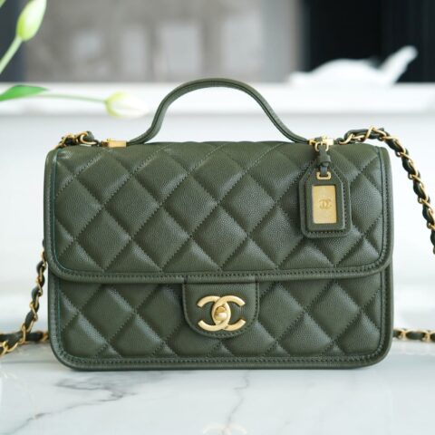 CHANEL 22K 邮差豆腐包 AS3653橄榄绿