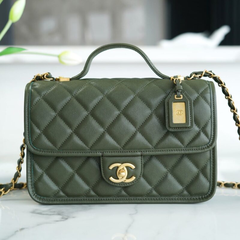 CHANEL 22K 邮差豆腐包 AS3653橄榄绿