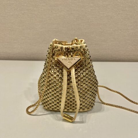 PRADA普拉达进口仿水晶mini小水桶包1BD016