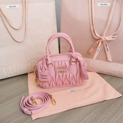 MIUMIU缪缪进口小羊皮新品too pretty保龄球手袋5BB123