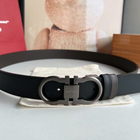 Ferragamo菲拉格慕 精品8字专柜版型金属扣男士3.5cm腰带