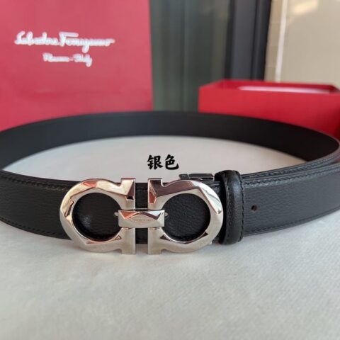 Ferragamo菲拉格慕 头层牛皮羊纹理男士3.5腰带